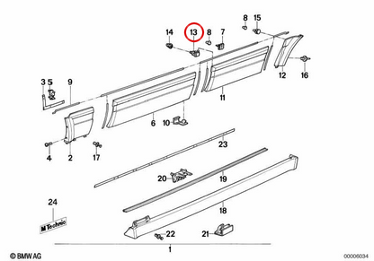 Tornillo de sujeción OEM 51162239883 para BMW E30. Original BMW.