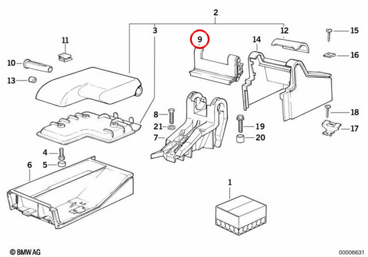 Couverture de la console OEM 51162262336 pour BMW E36. BMW d'origine.