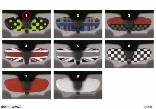 Coque de rétroviseur intérieur OEM 51162353313 pour MINI F56, F55, Clubman F54, Cabrio F57, Countryman F60... et plus encore. MINI d'origine.