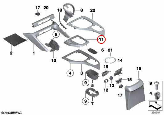 Embellecedor palanca cambio Steptronic OEM 51162991685 para BMW E84. Original BMW.