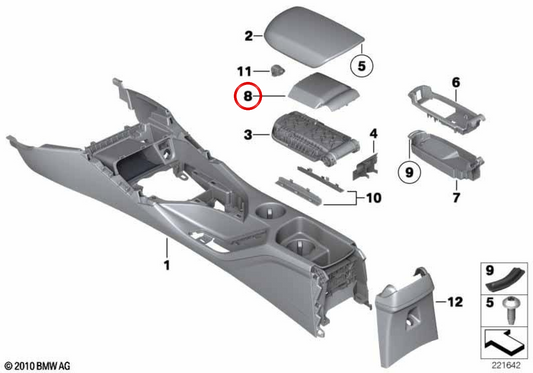 Copertura dell'unità scorrevole OEM 5116293663 per BMW E84. BMW originale.