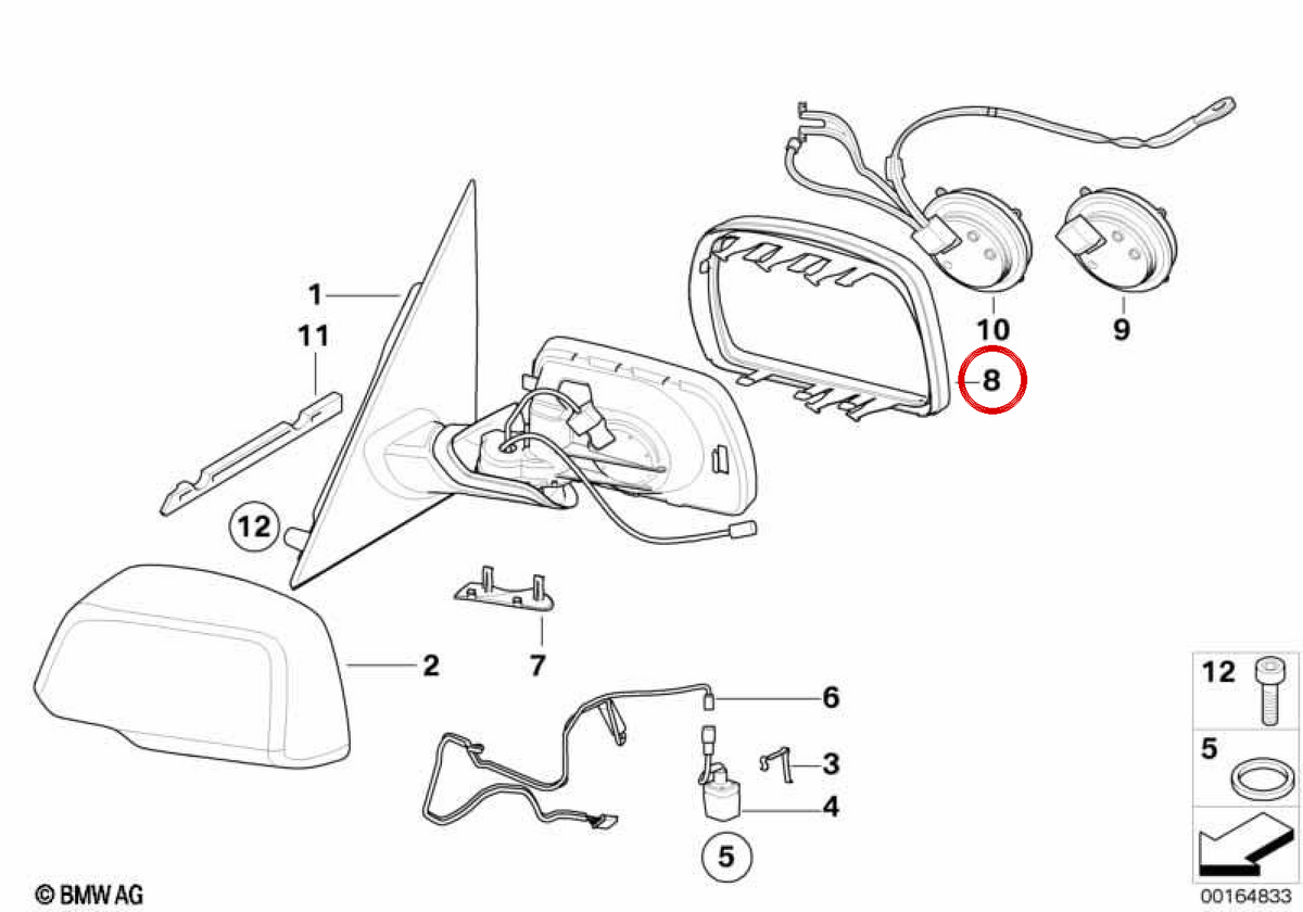 OEM 51163417703 Frame dello specchio sinistro per BMW E83. BMW originale.