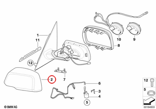Couvre-boîtier Right Regrovisor Printing OEM 51163450444 pour BMW E83. BMW d'origine.
