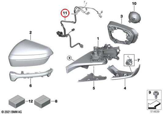 Fiação da porta do motorista OEM 51165A060E7 para BMW iX (I20). BMW genuíno.
