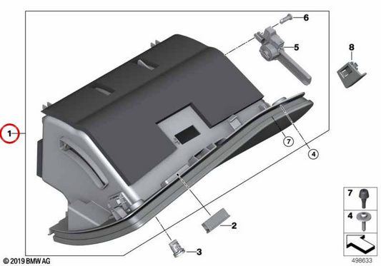 Porta-luvas OEM 51165A09C91 para BMW G29. BMW genuíno.