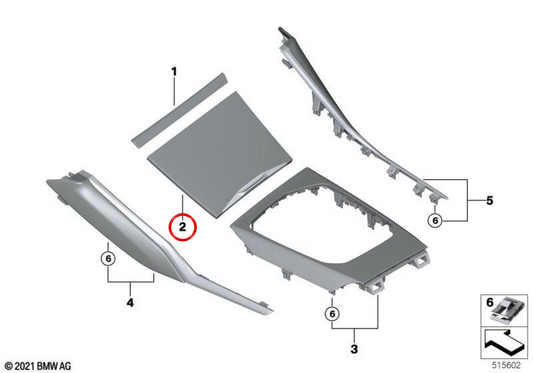 Guarnição do porta-copos em madeira de carvalho OEM 51165A0EFB3 para BMW G20, G21, G28, G22, G23, G26. BMW genuíno.