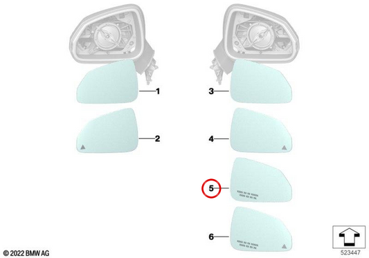 Classe de miroir Convxo droit pour la série BMW 2 U06, x1 U11 (OEM 51165A18084). BMW d'origine
