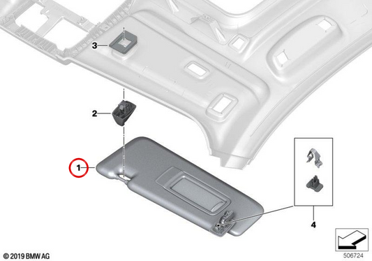 ** Right Parasol in Alcantara OEM 51165A2A116 per BMW G06, F96. BMW originale.