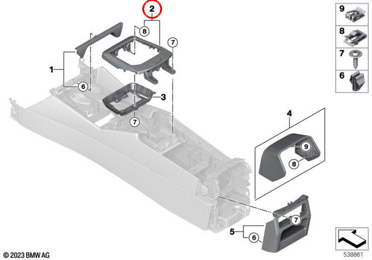 Oberer Verzierungen Miko für die zentrale Konsole OEM 51165A313E9 für BMW G68. Original BMW.