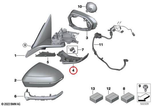 Logement en bas à gauche OEM 51165A35697 pour BMW G60, G61, G90, G70, G45. BMW d'origine.