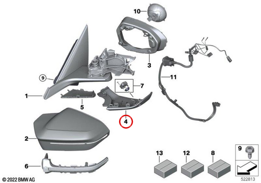 OEM 51165A356A3 Caixa inferior esquerda para BMW G60, G61, G90, G70, G45. BMW genuíno.