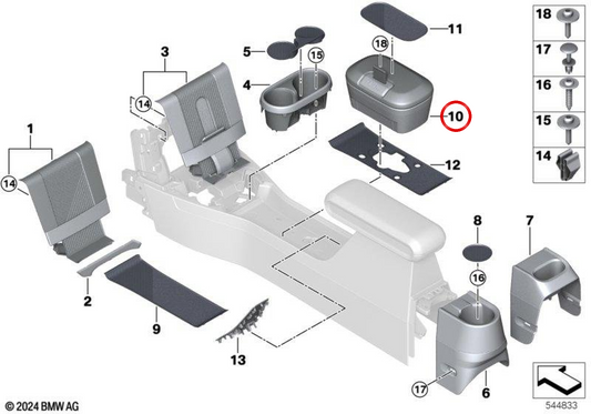 Ablagefach Mittelkonsole OEM 51165A54983 für MINI F56, F66, F67 Cooper und Cooper S. Original MINI.