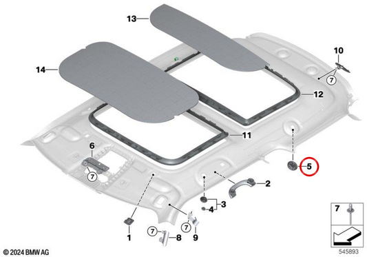 Gancho para ropa interior color Satellite Grey OEM 51165A637A6 para MINI F65 Cooper C, Cooper S y F66 Cooper C, Cooper S. Original MINI.