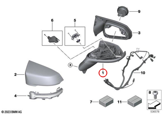 Rétroviseur droit sans accessoires OEM 51165A67658 pour BMW X2 (U10). BMW d'origine.