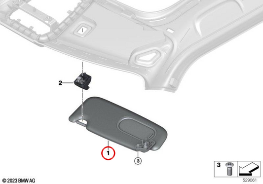Pala de sol direita em antracite OEM 51165A73970 para MINI Cooper J01, Aceman J05, JCW E, JCW Aceman E… e muito mais. MINI originais.