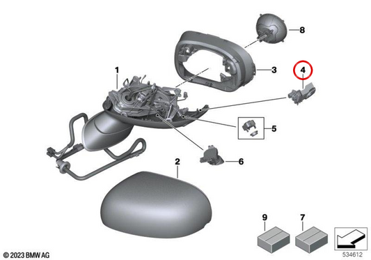 Indicador do espelho exterior direito OEM 51165B5AC12 para MINI F66, F65, Cabrio F67, Countryman U25. MINI originais.