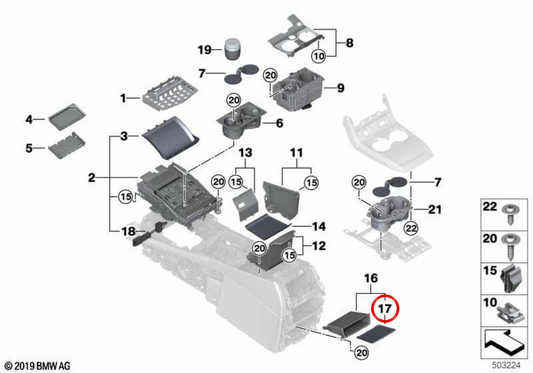 Tapete de borracha do compartimento traseiro OEM 51166810507 para BMW G05, F95, G06, F96, G07, G09. BMW genuíno.