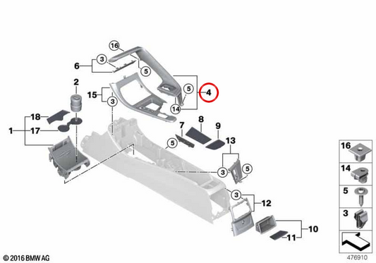 Embellose -Clip mit OEM -Naht 5116841183 für BMW F48, F39. Original BMW.