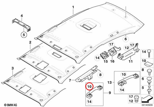 Coperchio abbraccia per Asidero OEM 51166956433 per BMW E81, E82, E87, E88. BMW originale.
