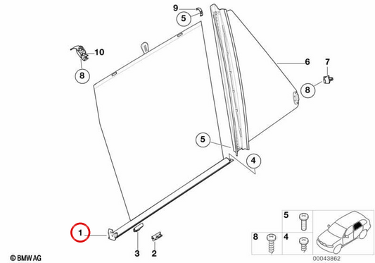 Porta posteriore destra estor OEM 51167001148 per BMW X5 E53. BMW originale.