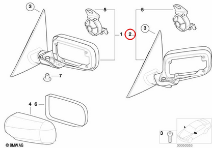 Left side mirror heated with memory OEM 51167003439 for BMW E46. Original BMW.