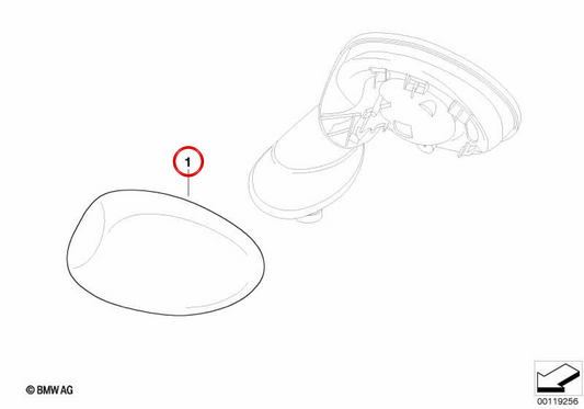 OEM Linksspiegelabdeckung 51167030633 für Mini R50, R53, R52. Original Mini.