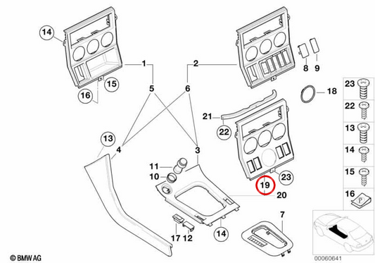 Moldura embellecedora para interruptores OEM 51167036385 para BMW E36 y Z3. Original BMW.