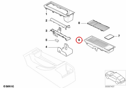 Einfügen der zentralen Konsole Beige OEM 51167039182 für BMW E46 {316i, 316ci} Alle kompatiblen Modelle. Original BMW.