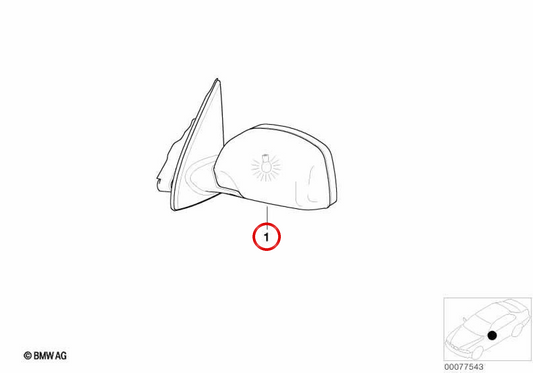 Espelho retrovisor direito (sem vidro, aquecido) OEM 51167039912 para BMW X5 E53. BMW genuíno.