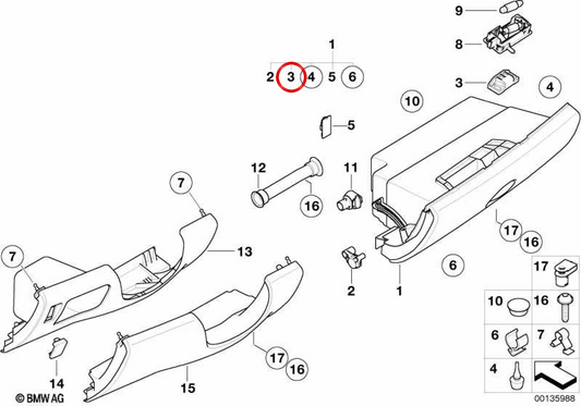 Handschuhfachhalter OEM 51167056615 für MINI R50, R53, Cabrio R52. Originaler MINI.