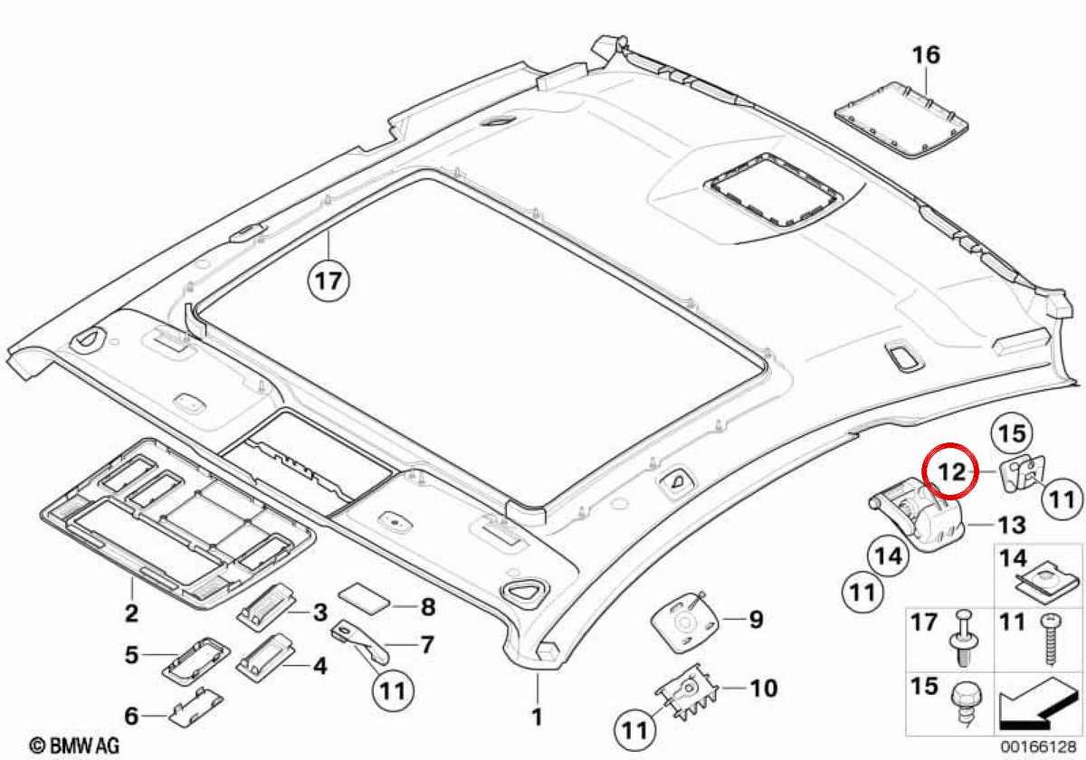 Percha para ropa OEM 51167110249 para BMW E63, E64. Original BMW.