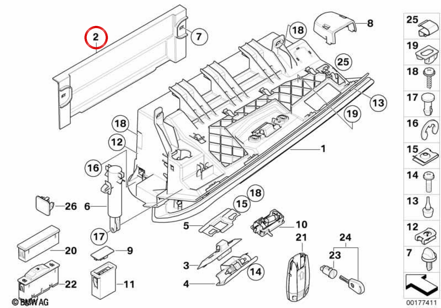 OM intérieur ASA 51167120408 pour BMW E90, E91, E92, E93. BMW d'origine.