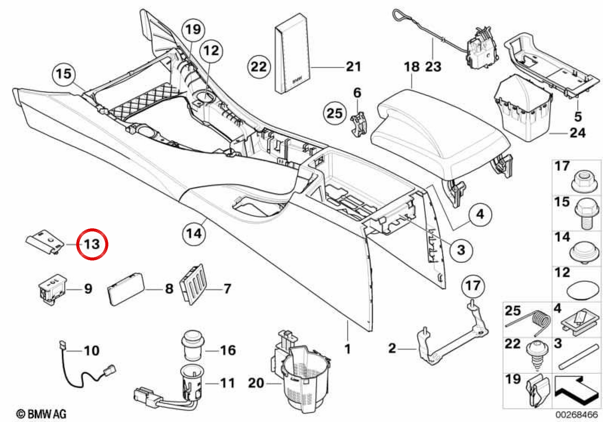 Soporte derecho OEM 51167130690 para BMW E90, E91, E92, E93. Original BMW.