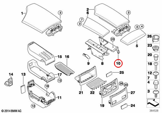 COUVERTURE CENTRAL OEM 51167133657 pour BMW E60, E61. BMW d'origine.