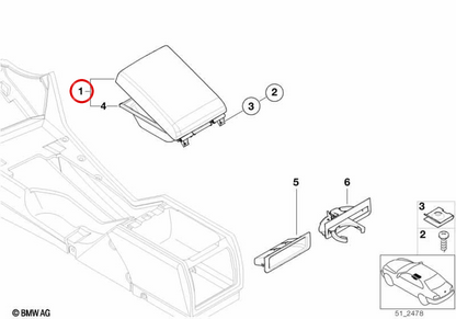 Tapa para consola central OEM 51167140703 para BMW E39. Original BMW.