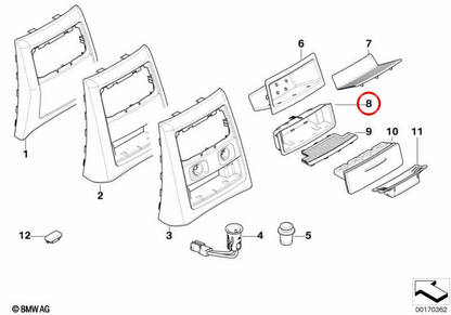 Unterer hinterer Speicherfach OEM 51167154481 für BMW E90, E91. Original BMW.