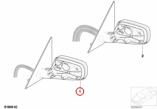 Espejo retrovisor izquierdo sin cristal calefactable OEM 51167190161 para BMW E65, E66. Original BMW.