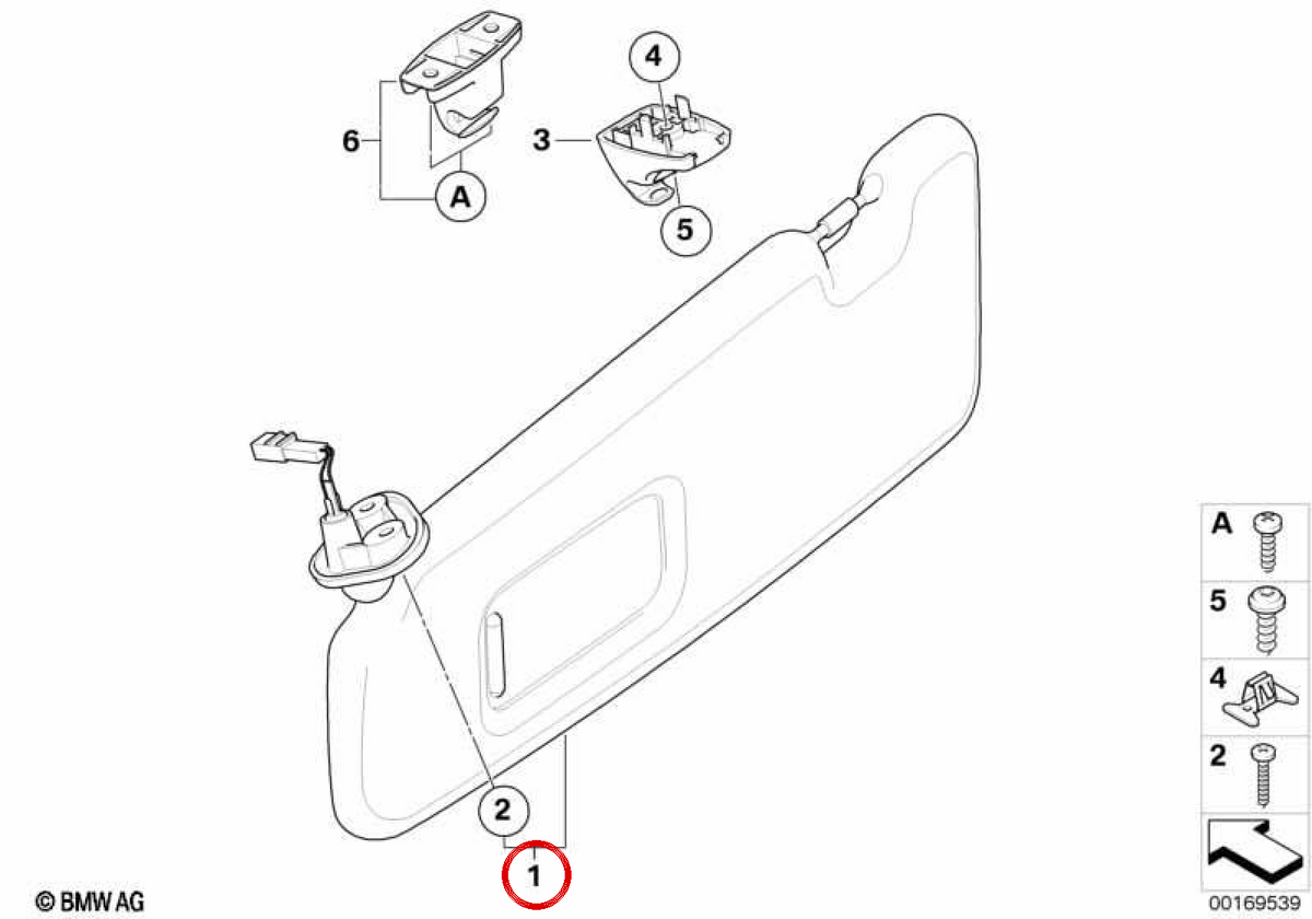 Parasolo con specchio sinistro OEM 51167252483 per BMW E82. BMW originale.