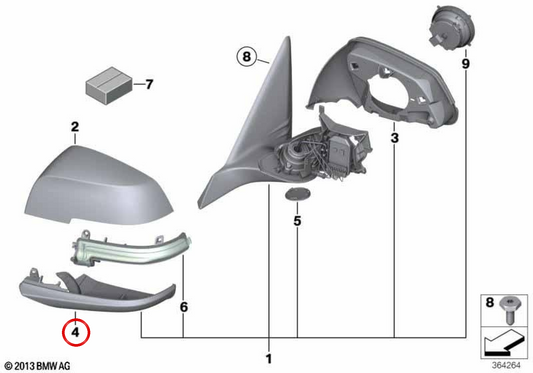 SHADOW-LINE rechtes Gehäuseunterteil OEM 51167284130 für BMW F20, F21, F22, F30, F32… und mehr. Original BMW.