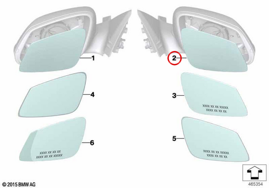 Retroview destro vetro con riscaldamento e angolo largo OEM 51167302006 per BMW E84. BMW originale.