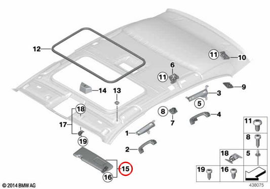 Rechts Parasol mit OEM -Label 51167319162 für BMW F20, F21. Original BMW.