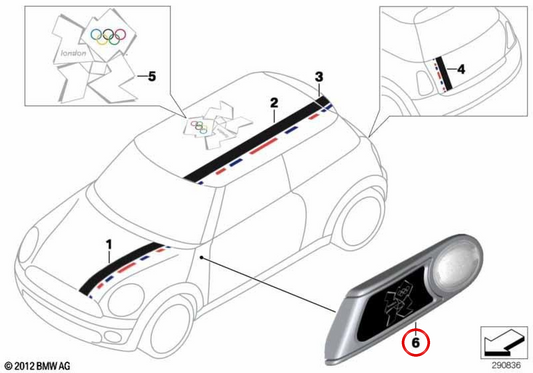 Indicador de dirección adicional derecho OEM 51167324152 para MINI R56 LCI (03/2009 - 11/2013). Original MINI.