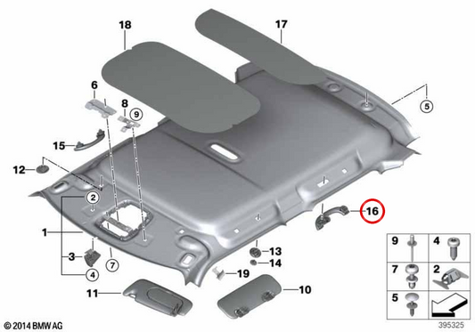 Alça traseira SATELLITE GREY OEM 51167347852 para MINI F55, F54, F60... e muito mais. MINI originais.