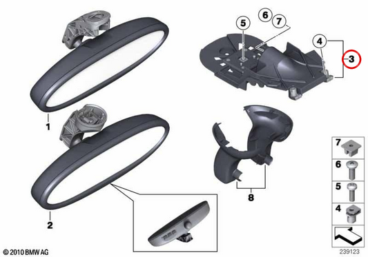 Innenspiegelhalterung OEM 51167351854 für MINI R56, R56 LCI, Clubman R55, Clubman R55 LCI, Countryman R60, Paceman R61. Originaler MINI.