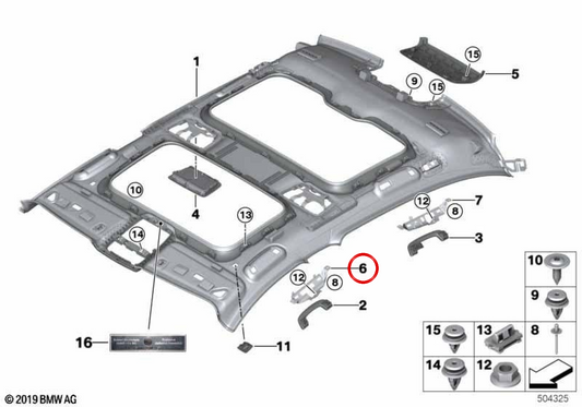 Linkes Frontdachgriff OEM 51167355351 für BMW G12. Original BMW.
