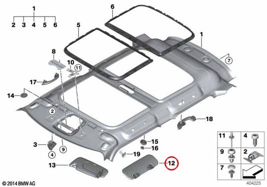 Parasol lateral techo panorámico Satellite Grey OEM 51167366935 para MINI F54 Clubman, F55, F56… y más. Original MINI.