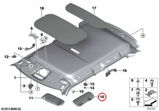 Parasol izquierdo Satellite Grey OEM 51167366963 para MINI F54 Clubman, F55, F56, F56 BEV, F55 LCI, F56 LCI… y más. Original MINI