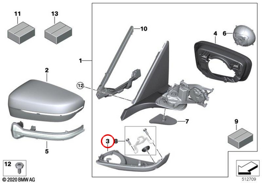 Carcasa inferior derecha OEM 51167408456 para BMW G11, G12, G14, G15, G16. Original BMW.