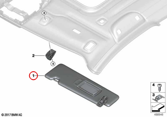 Right Parasol OEM 51167429916 pour BMW F39. BMW d'origine.