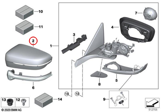 Couverture de Carbon Evellecedor gauche 51167497061 pour BMW G14, G15, G16. BMW d'origine.